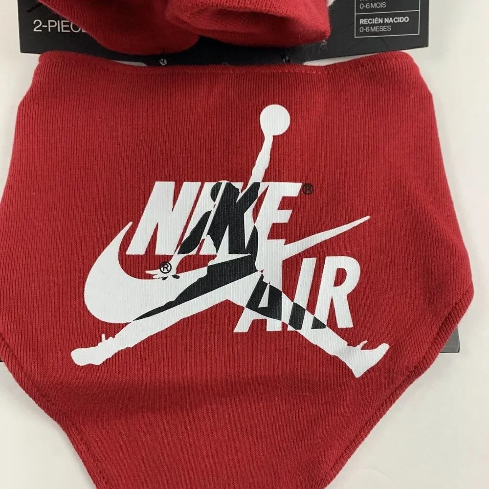 Nike Air Jordan Logo Bib Booties 2 Pcs Set‎ 0-6 Months New Born Baby Cotton 6238